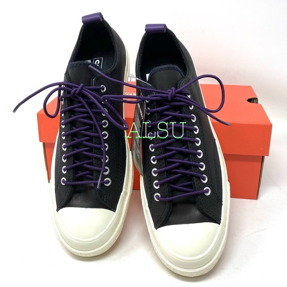 🌿Sale🌿 Converse Chuck 70 Leather Low Top Black Purple Women's Size 7 166134C - Picture 4 of 10